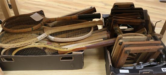 Eighteen wooden tennis racquets and fifteen later presses